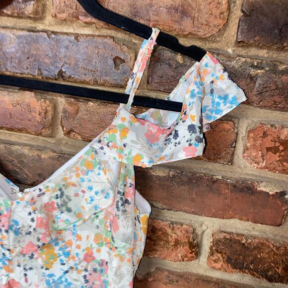 Rachel Roy White Floral Cold Shoulder Chiffon Midi Dress Women's Size 0 - Picture 5 of 7